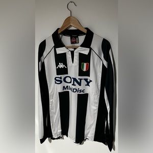 Kappa Juventus Zidane Black and White Striped Soccer Football Futbol Jersey